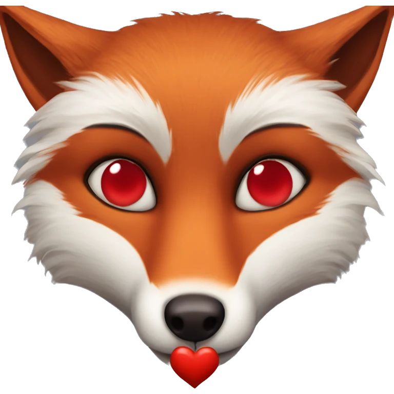 dark red fox face with tiny red heart instead of eyes emoji