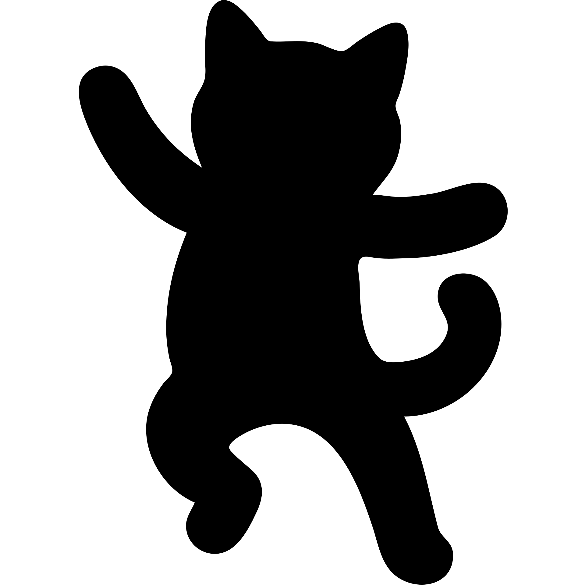 dancing cat, solid icon, black fill, no outline emoji