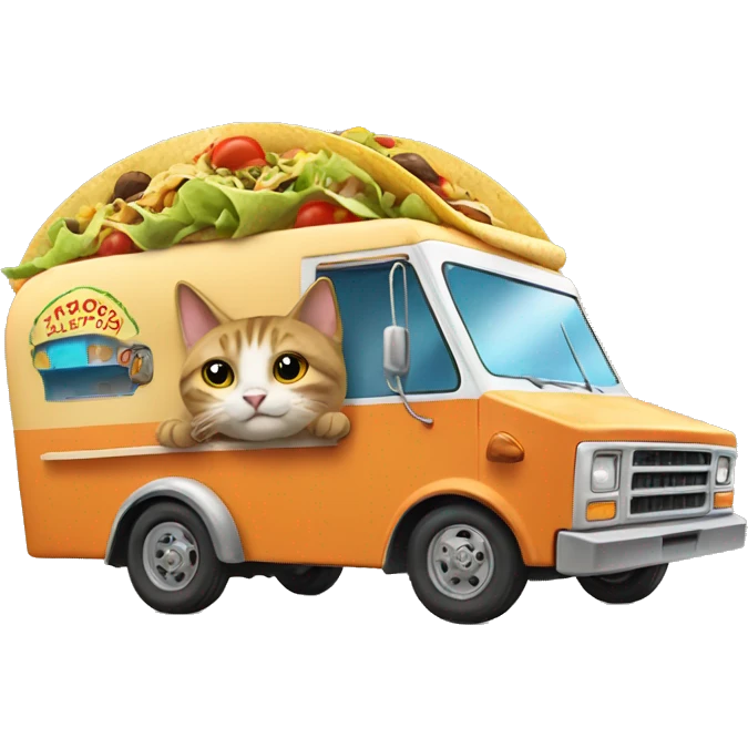 Cat driving a taco truck emoji