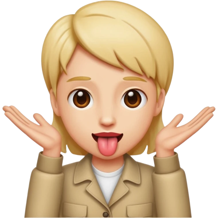 Tongue out with hands on side emoji