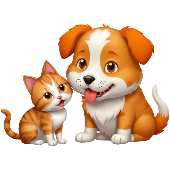 dog licking a cat emoji