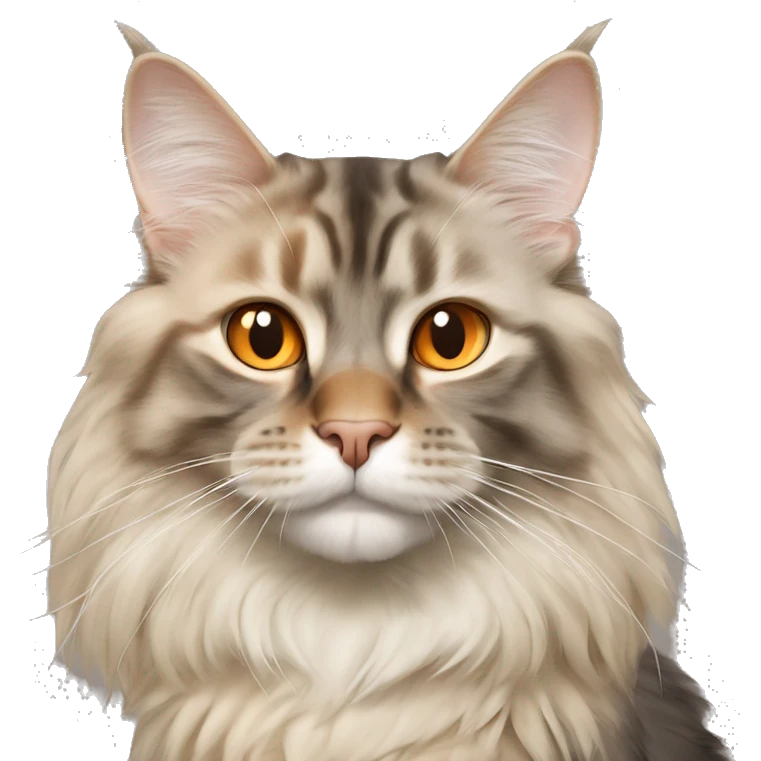 Mainecoon cat cream smoke color next to european cat orange color emoji