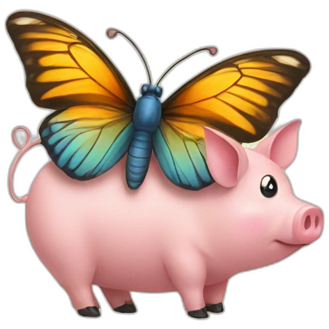 Butterfly on a pig emoji