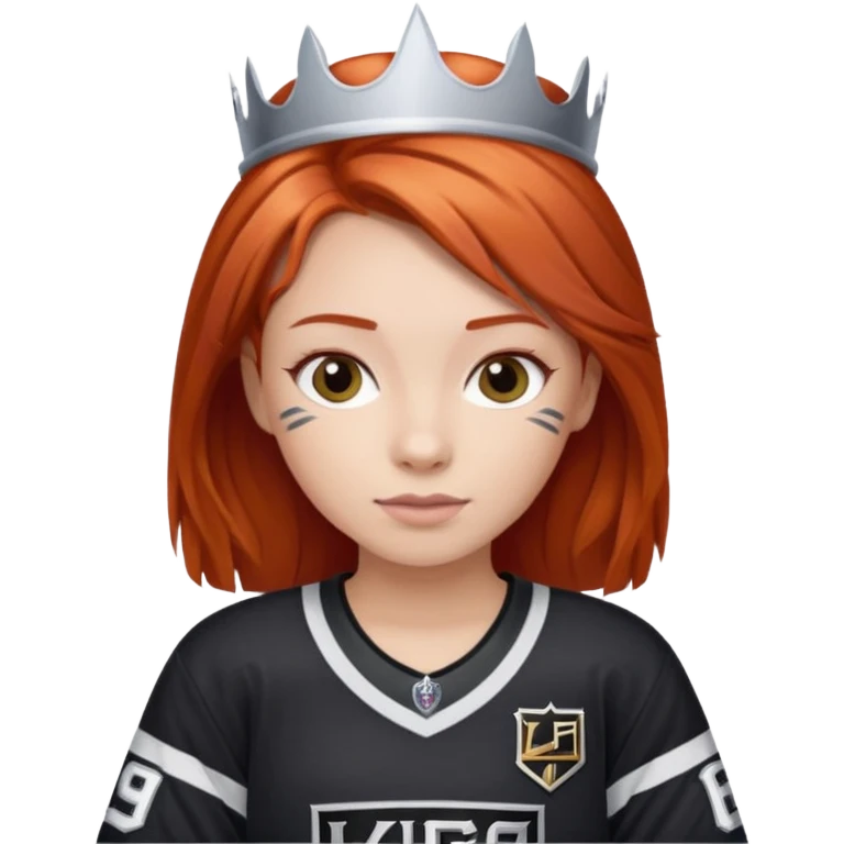 Red girl wearing an LA Kings hockey jersey emoji