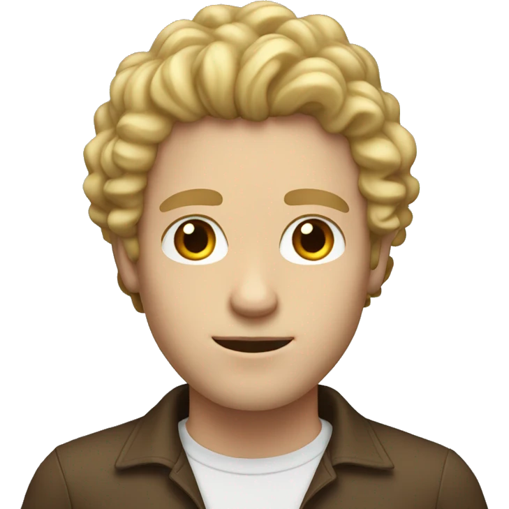 White man with brown eyes and blond long curly hair emoji