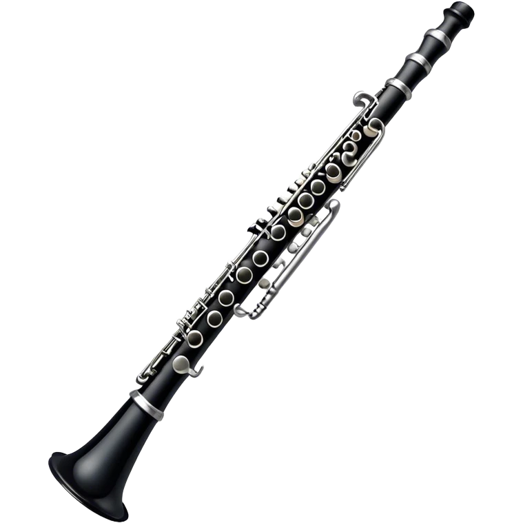 Cinematic Realistic Clarinet, deep black body with gleaming silver keys, rich warm lighting catching every intricate detail, slightly worn mouthpiece adding authenticity, glowing with a timeless and sophisticated presence. emoji