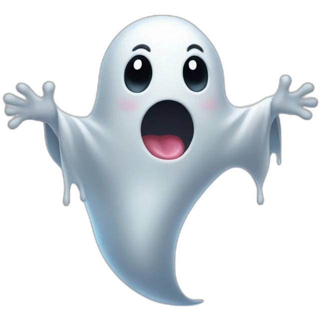 a funny little ghost who sticks out his tongue emoji
