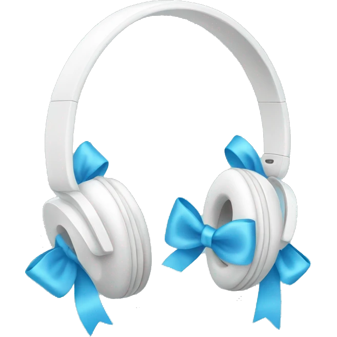 White headphones with light blue bows emoji