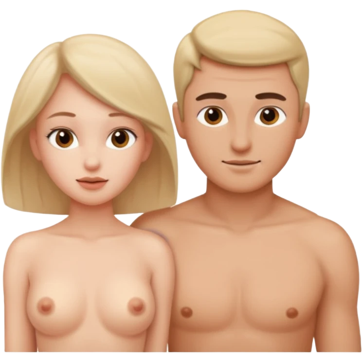A naked woman and man in the 69 position emoji