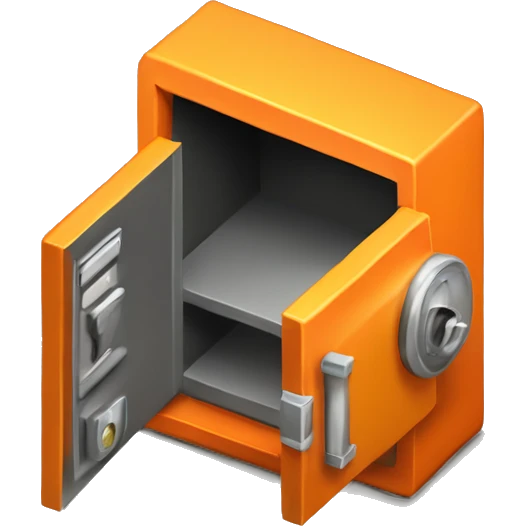 3d isometric small safe in orange or yellow emoji