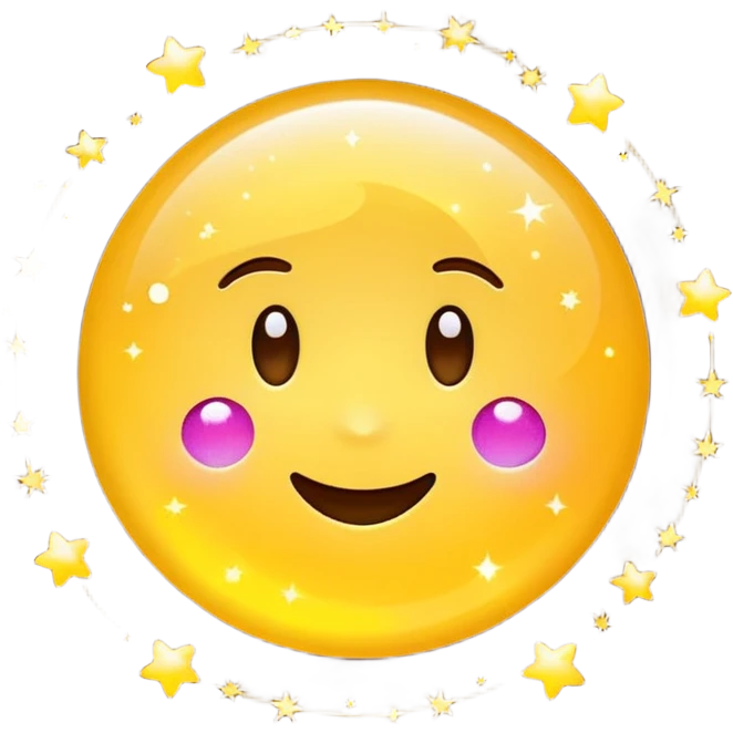 cute round emoji, simple flat vector style, minimal details, glowing aura effect, colorful sparkles and light trail swirling around, transformation effect, magical appearance, high quality, white background

 emoji