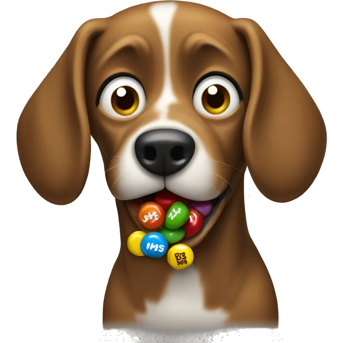 dog eating m and ms emoji