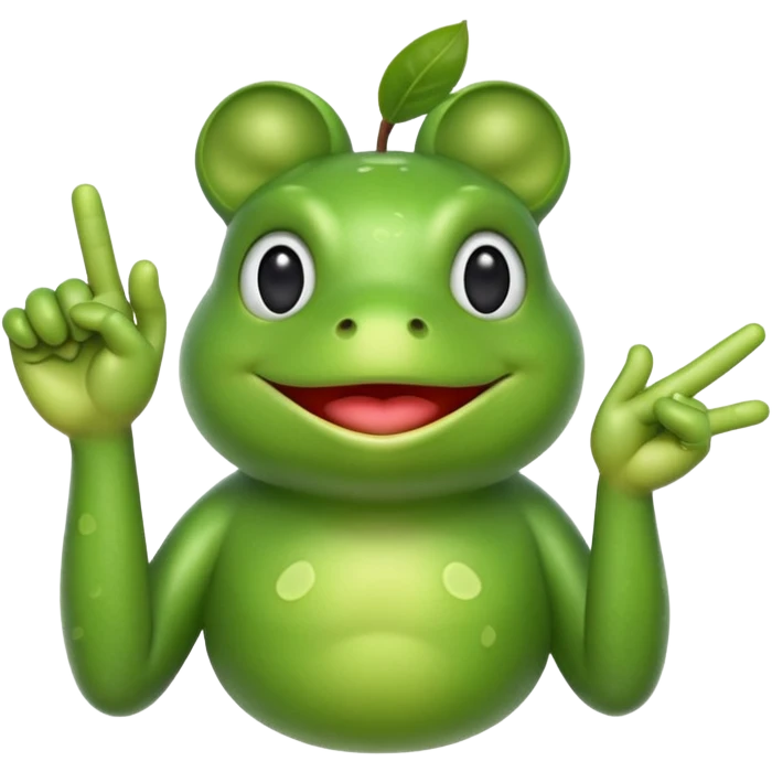 Apple frog emoji that is doing the hand sign of the deaf emoji emoji