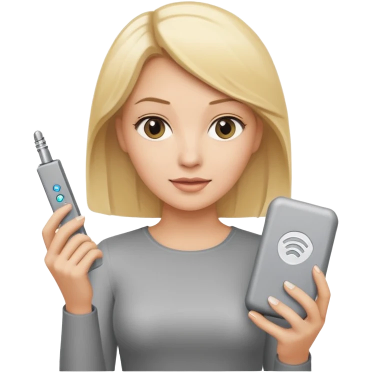 mujer rubia con modem de internet emoji