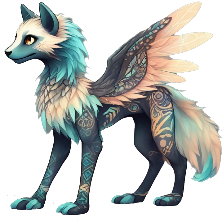 cute Kawaii edgy ethereal shy epic fantasy animal fursona Fionbri creature by griffsnuff & LiLaiRa & Falvie with exotic colors with intricate patterns full body emoji
