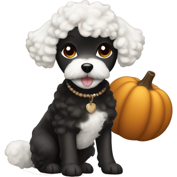 Black woman with a white maltipoo wishing a happy Thanksgiving  emoji