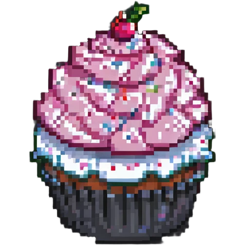 pixel art cupcake with pink icing emoji