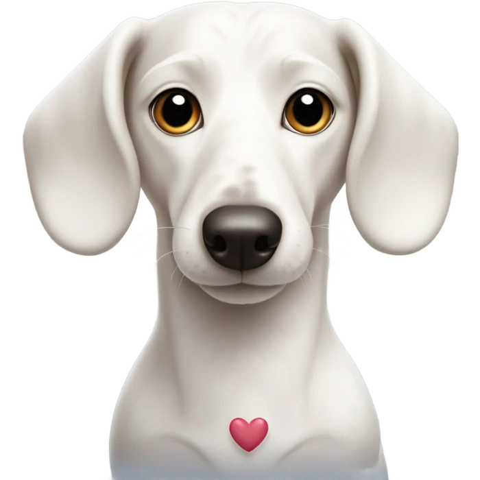 White dachshund with a heart  emoji