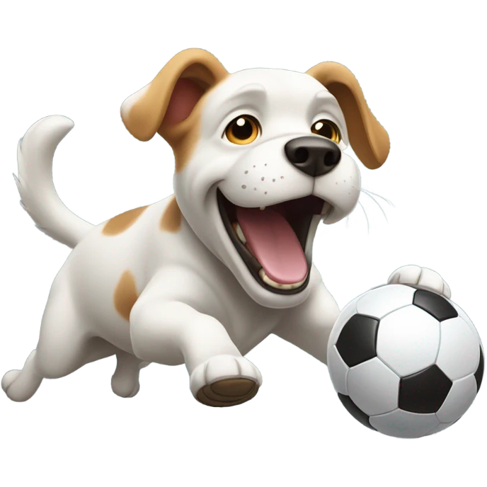 Dog playing soccer emoji