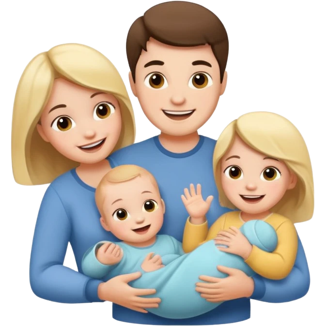 family parenting playing with baby, warm and happy atmosphere emoji