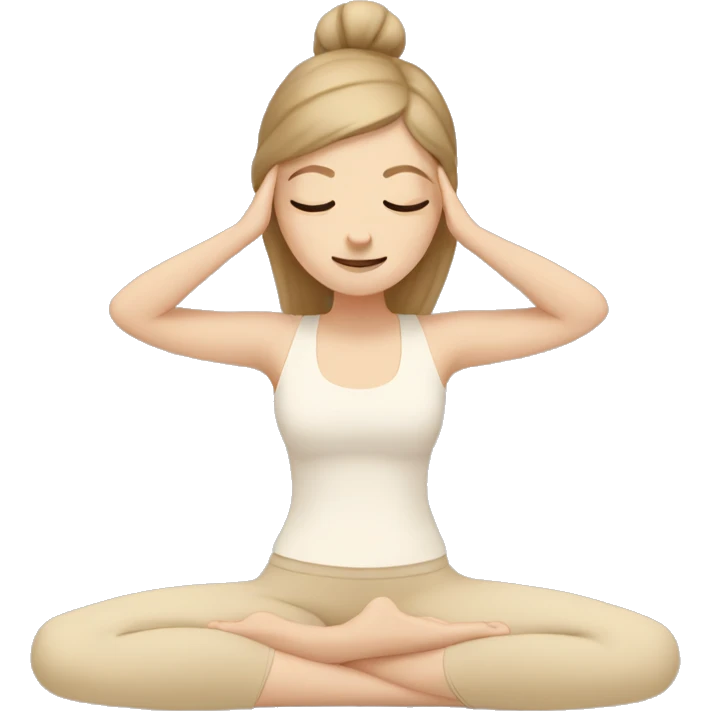 White Girl doing yoga in beige tones  emoji