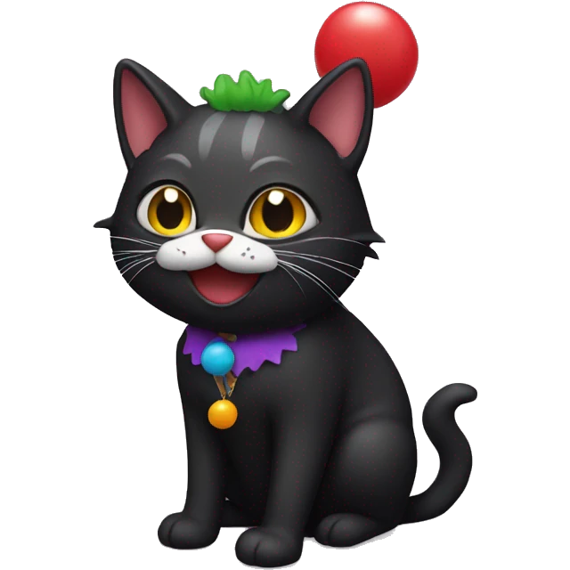 Black cat wearing clown costume emoji