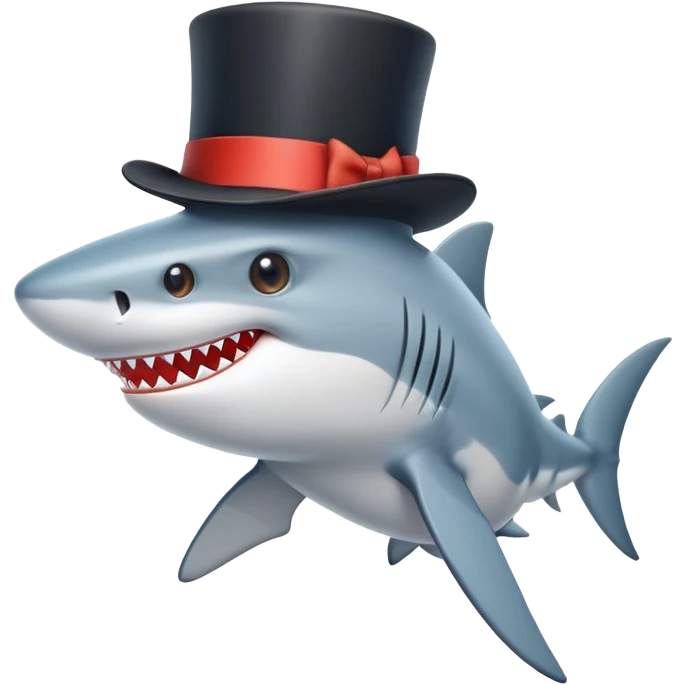 Shark with a top hat emoji