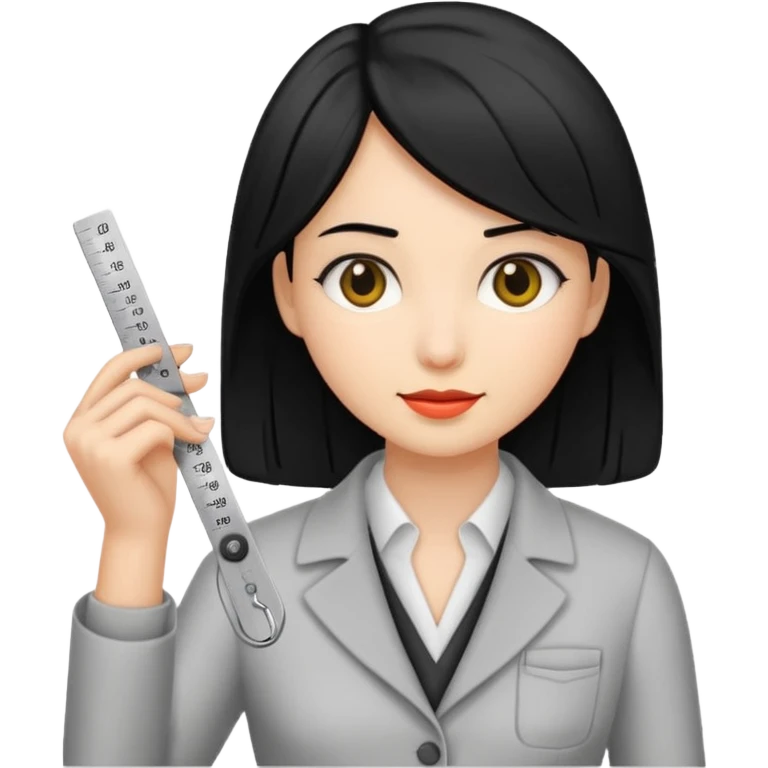 tailor woman holding measure black hair emoji