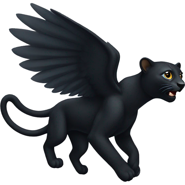 winged black leopard flying emoji