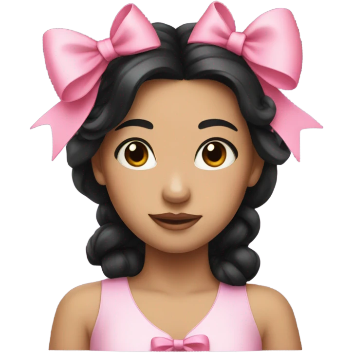 Girl with black hair with pink bow emoji