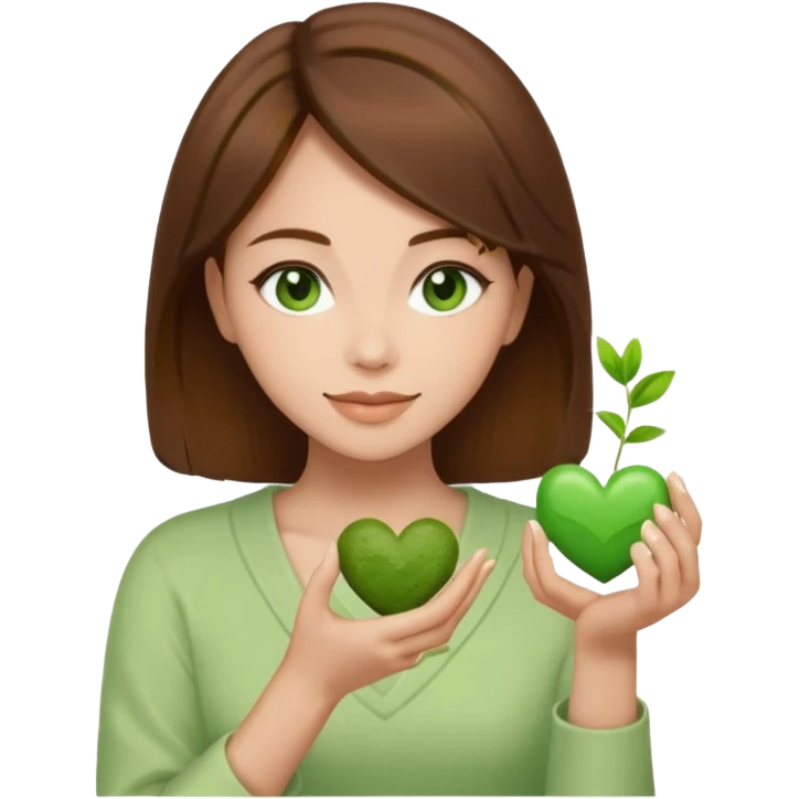 Brown hair Nurse with green heart surround her and she is grabbing a matcha emoji