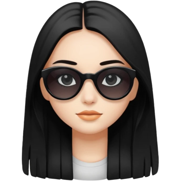 Génère moi un emoji d’une fille avec des lunettes noire et des cheveux lisse attaché avec des cils mi-long  emoji