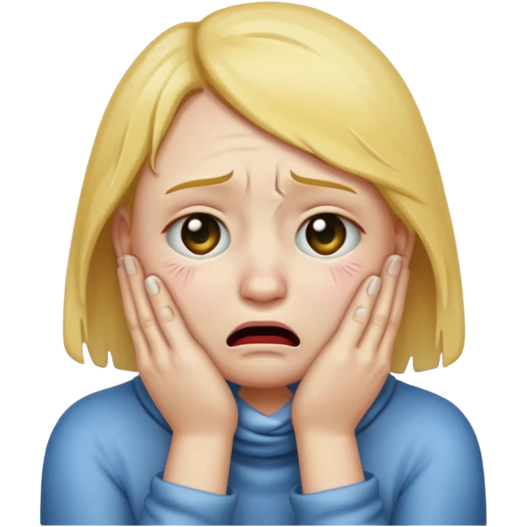 Plain crying emoji with two hands rapped around neck emoji