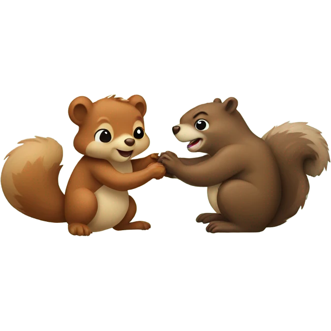 Squirrel and bear loving eachother emoji