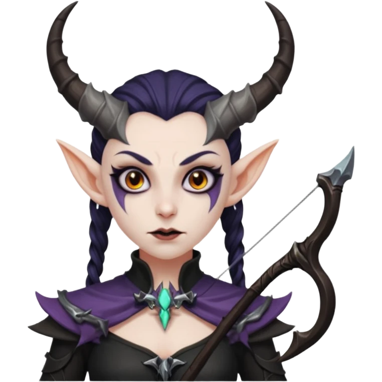 Dark elf with demonic horns and cursed bow emoji