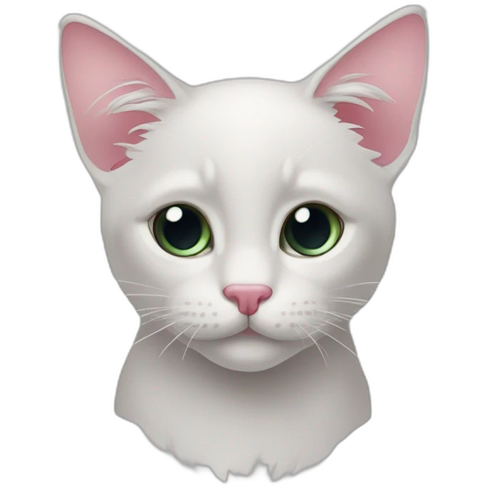 Милая белая пушистая кошка с розовым носиком подмигивает одним глазом  emoji