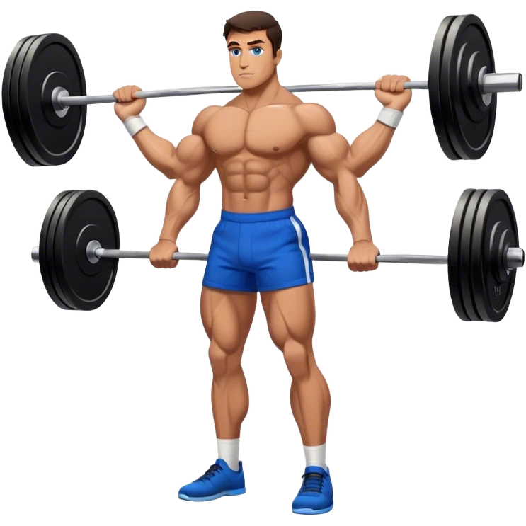 brunette buff man with blue shorts deadlift emoji