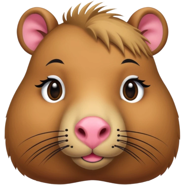 capybara with faka eye lashes and make up emoji