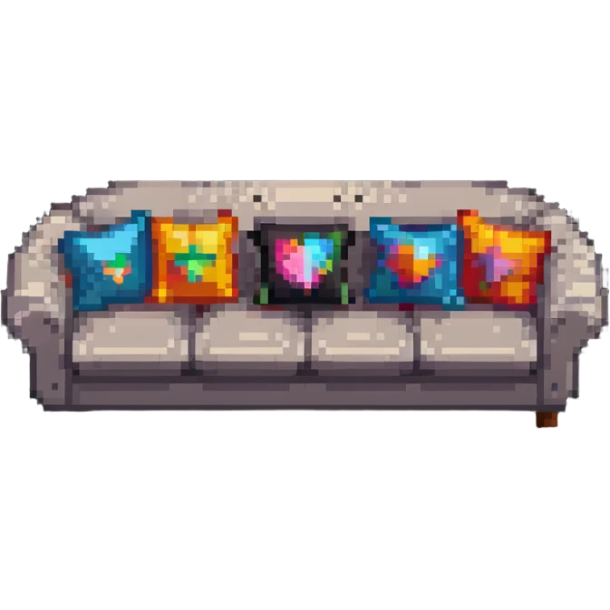 cozy sofa with pillows, inviting and plush emoji