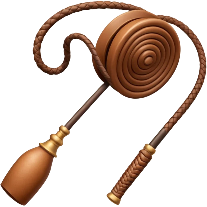 cowboy whip object icon, coiled leather whip, wooden handle, western style, 3D cartoon, mobile game icon style, centered, clean background, soft shadow, no text, no watermark
 emoji