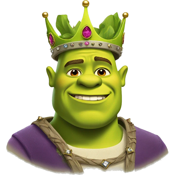 Shrek with a crown like the princesses emoji
