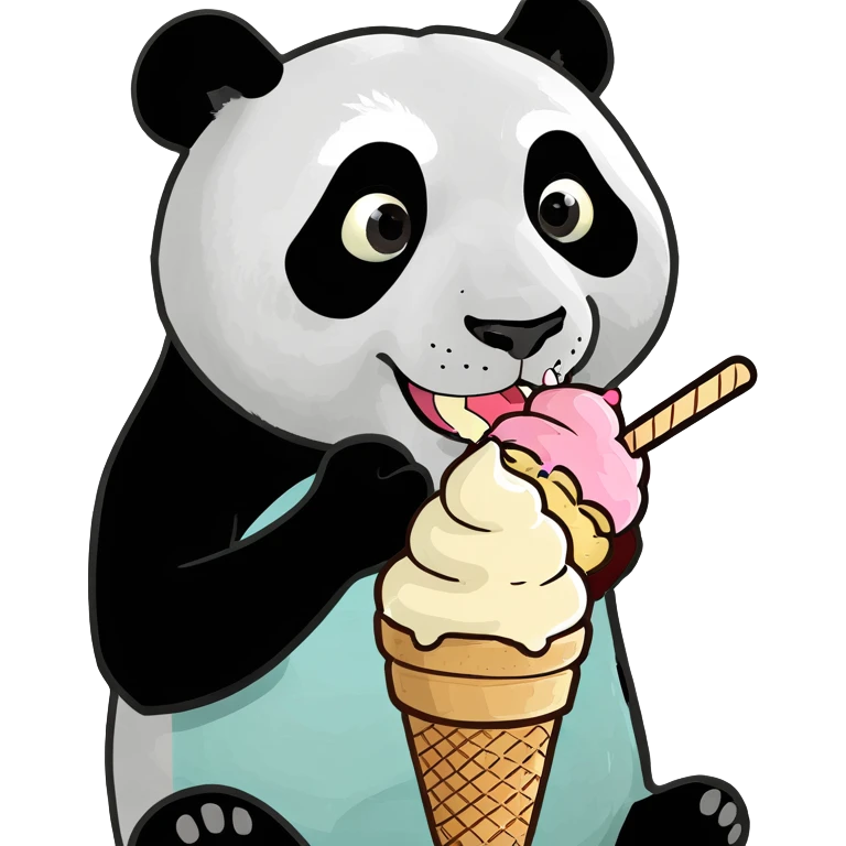 Panda eating ice cream emoji