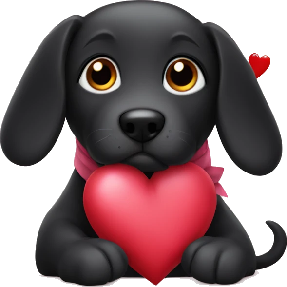 Black dog wrapped in valentine   emoji