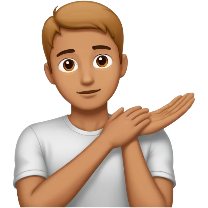 A man holding his hands on his neck  emoji
