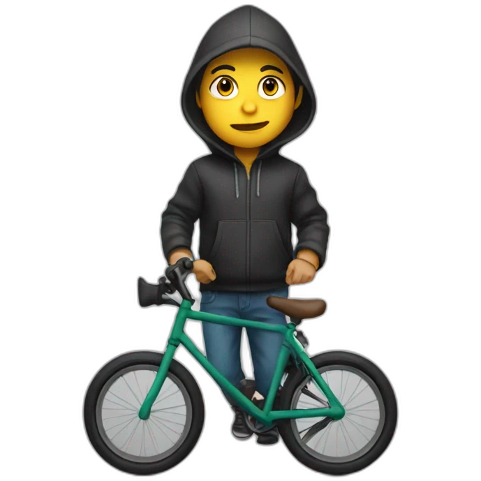 Boy with hood riding a bike emoji