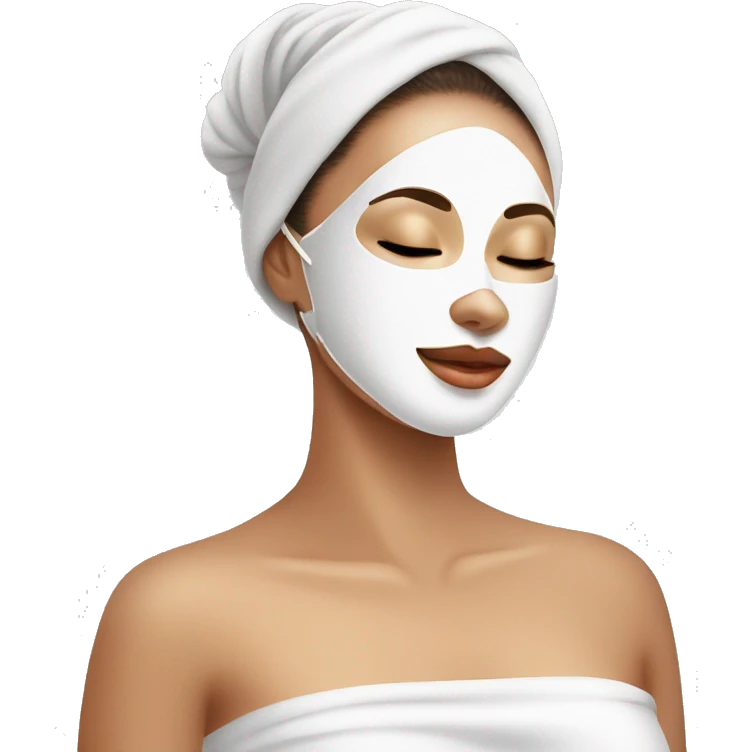 Lady with face mask spa beauty full face relaxing emoji