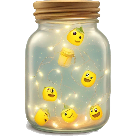 Glass jar with fairy lights inside emoji