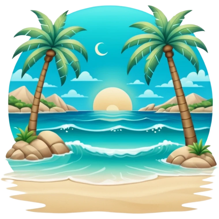 Mystical ocean with palm trees emoji