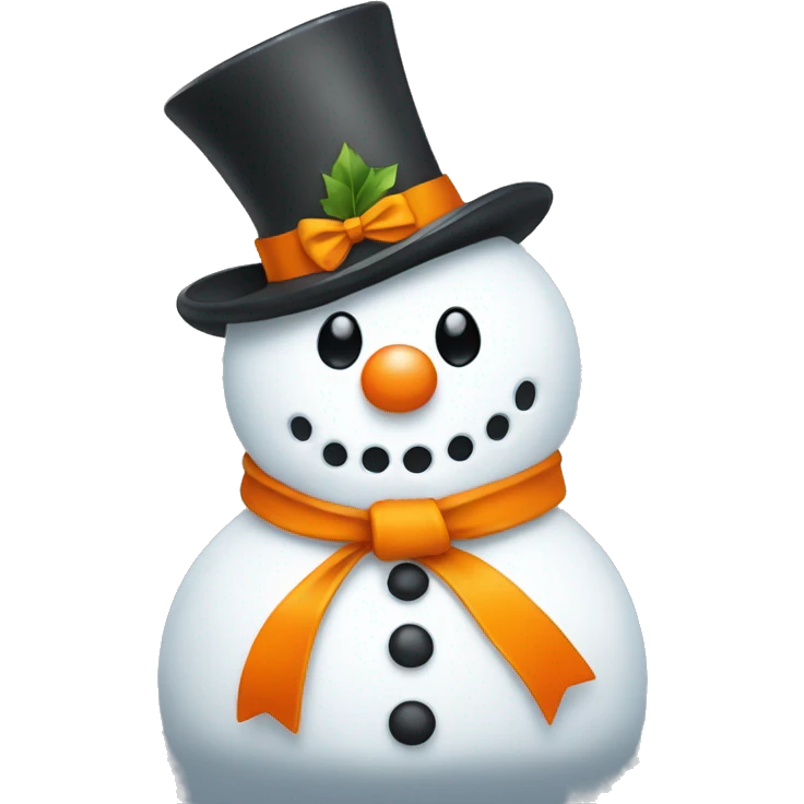 Snowman with a orange bow emoji
