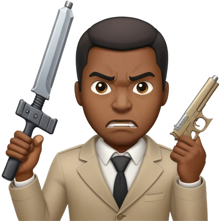 Black guy with a weapon angrily demanding money from a bank teller  emoji